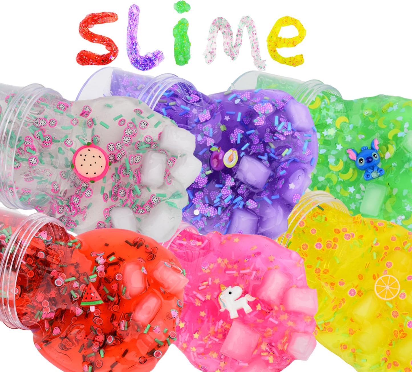 6 Pack,Fun Slime Crystal Clear Slime Kit,Super Soft And Non-Sticky, Diy Crunchy Slime Toy For Kids, Boba Slime Party Favors For