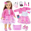 American 18 Inch Doll Makeup Accessories And Clothes,Messenger Bag Set For 18 Inch Doll Include Phone Eye Shadow Lipstick Eyelash Brush Makeup Brush Butterfly Hair Clip And Shoes(No Doll)