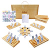 GOTHINK Double 12 Mexican Train Dominoes Set, 91 Tiles, Wooden Trays, Metal Trains, Storage Case - Family Fun Game