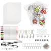 NOVWANG 198 Pieces Heat Shrink Plastic Sheet Kit Include 28 Pcs Shrinky Paper, Hole Punch, Keychains Accessories and Pencils for