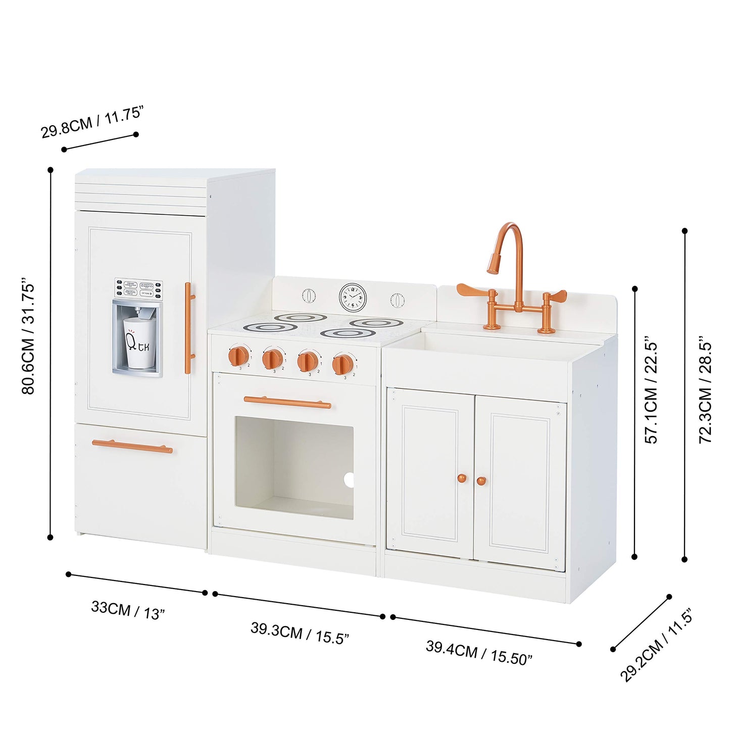 Teamson Kids Little Chef Paris Modular Contemporary Interactive Wooden Play Kitchen with Refrigerator, Oven, Sink, and Storage S