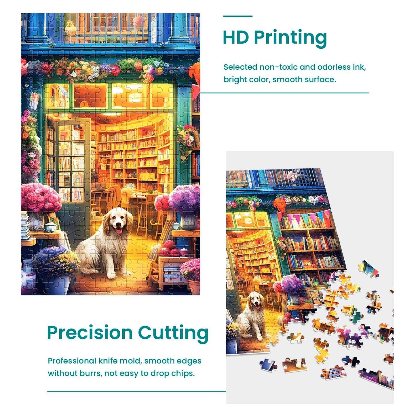 500 Piece Puzzles For Adults, Jigsaw Puzzles 500 Pieces, Puzzles 500 Pieces For Adults, Bookstore Dogs Jigsaw Puzzles, Funny Puz