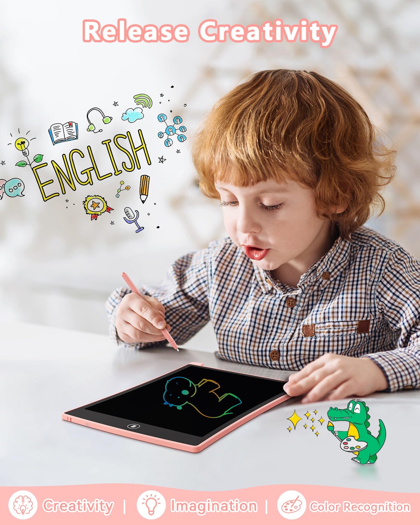Kokodi Kids Toys Lcd Writing Tablet, Colorful Toddler Drawing Pad Doodle Board Erasable, Educational Learning Toys Birthday Gifts For Girls Boys Age 3 4 5 6 7 8(Pink)