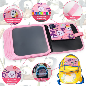 Qrytoi Erasable Book Doodle Set for Kids,Reusable Magic Drawing Book for Kids with 12 Watercolor Pens 14 Page Drawing,Road Trip