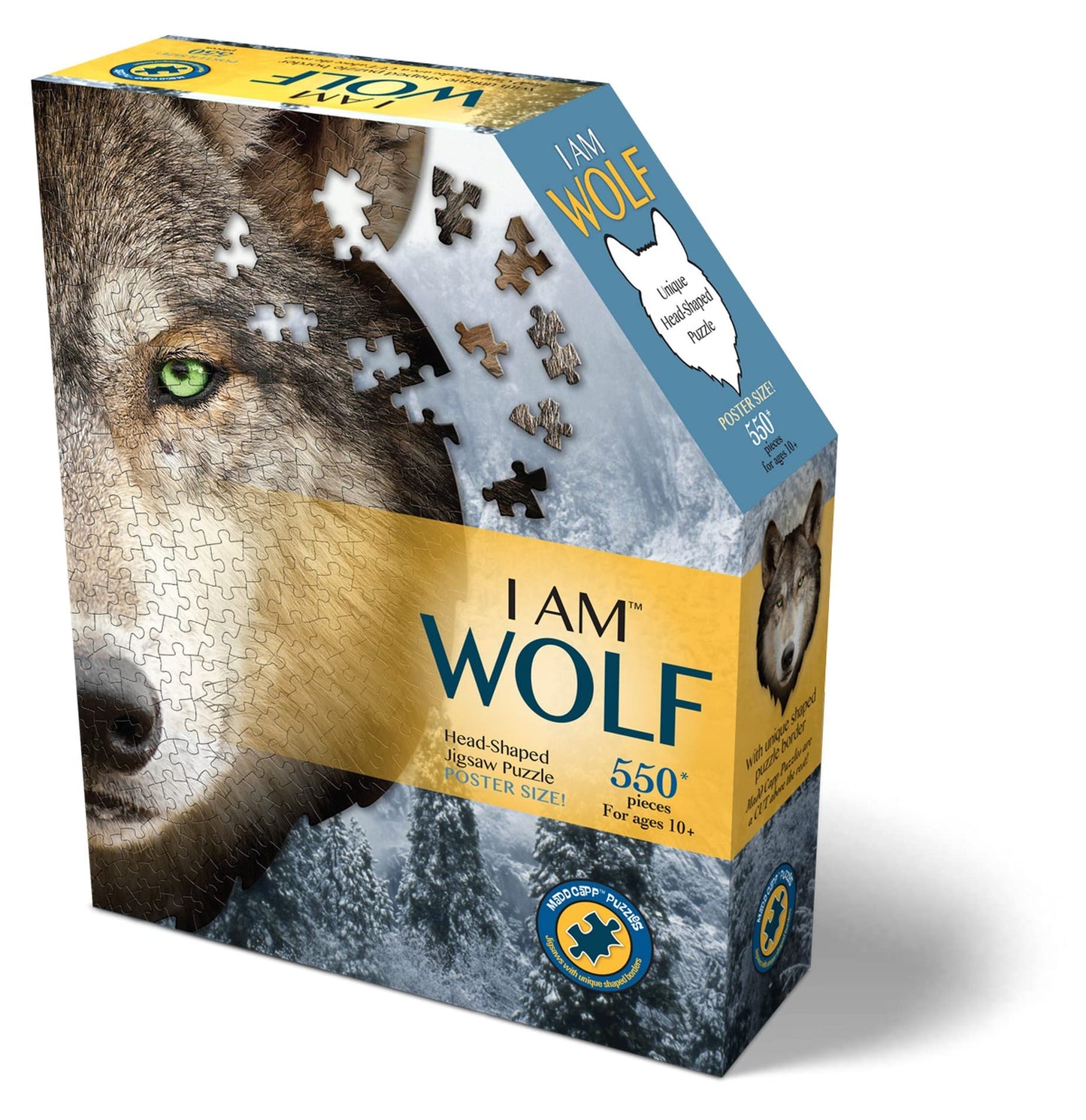 Madd Capp Puzzles - I Am Wolf - 550 Pieces - Animal Shaped Jigsaw Puzzle
