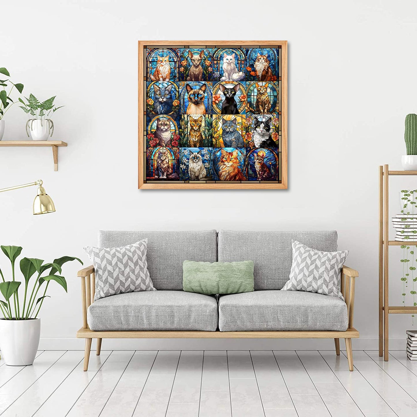 Pickforu Stained Glass Puzzles Cat Puzzles For Adults 1000 Pieces, Kitten Kitty Puzzles Collage Puzzles 1000 Pieces Hard, Impossible Challenging Jigsaw Puzzles,Colorful Mosaic Cats Puzzle