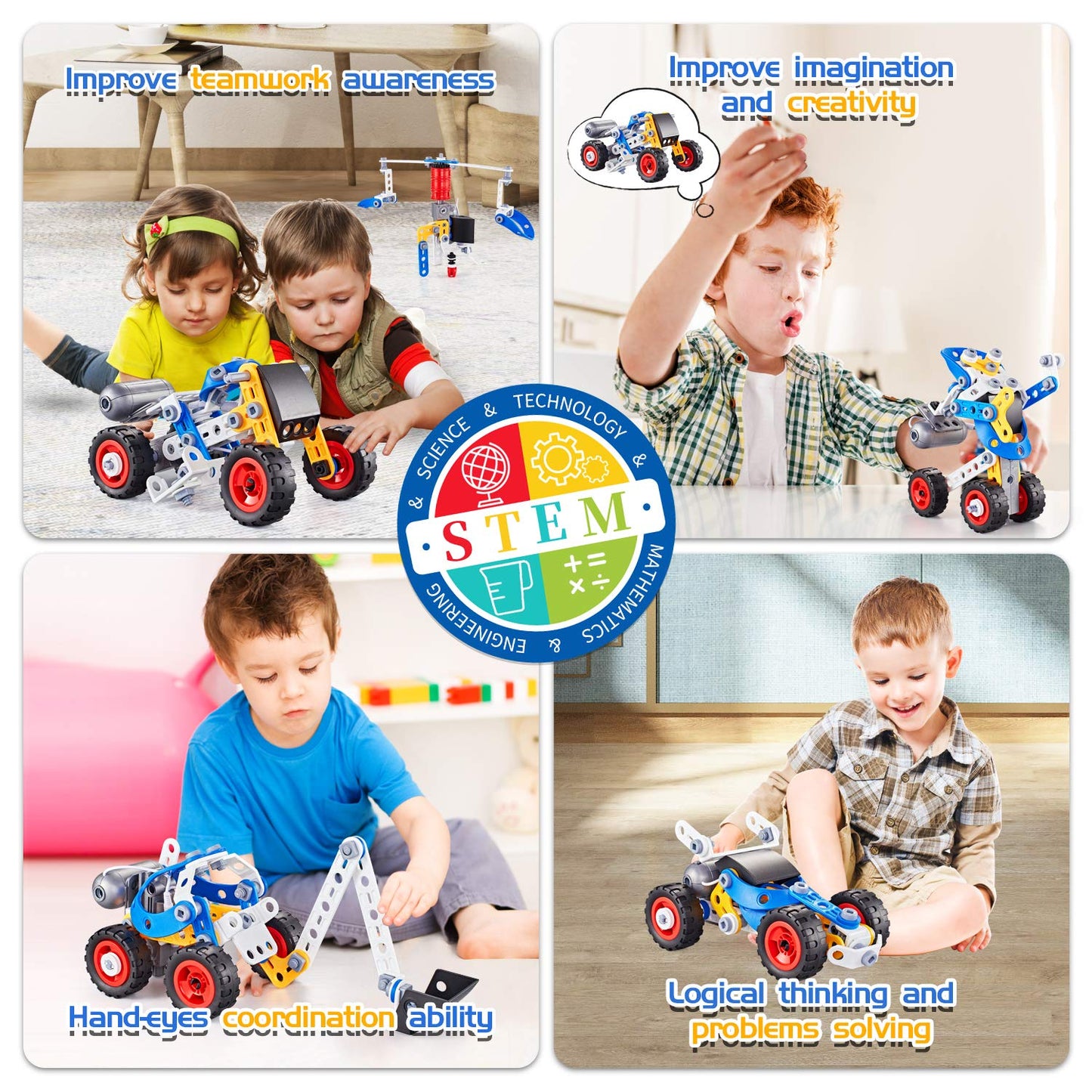 Erector Set For Boys 6-12, Building Toys For Kids Ages 4-8, 5 In 1 Stem Toys Ages 4-7 With Electric Power Motor, Construction To