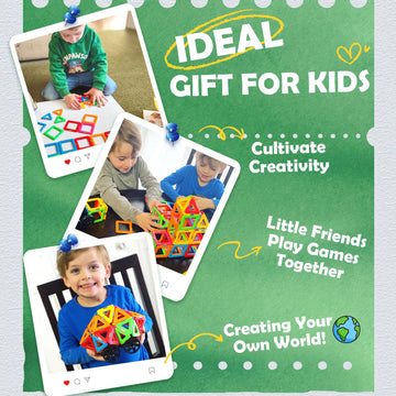 Coodoo Magnetic Tiles Building Set with 2 Cars - STEM Educational Toys for 3-8+ Year Old Boys & Girls - Multicolor Magnetic Toys