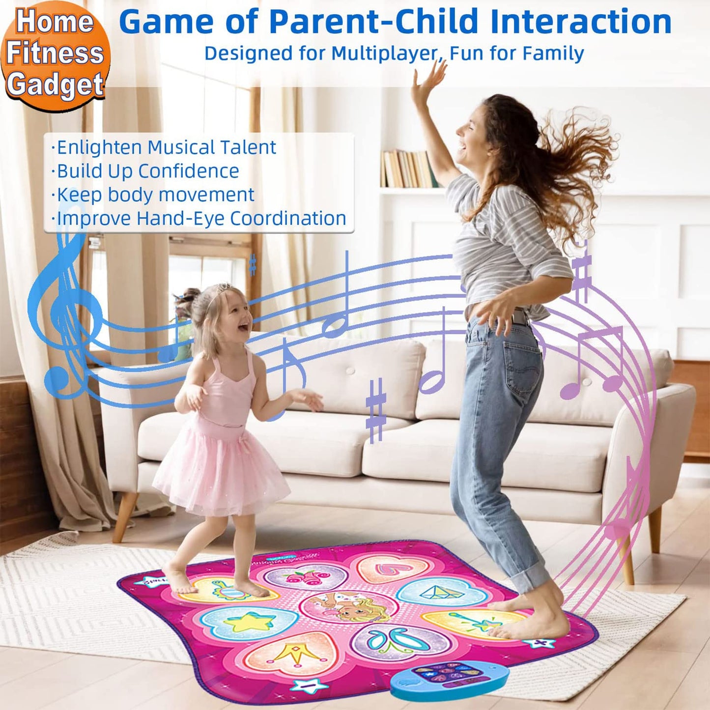 Sunlin Dance Mat - Dance Mixer Rhythm Step Play Mat - Dance Game Toy Gift For Kids Girls Boys - Dance Pad With Led Lights, Adjus