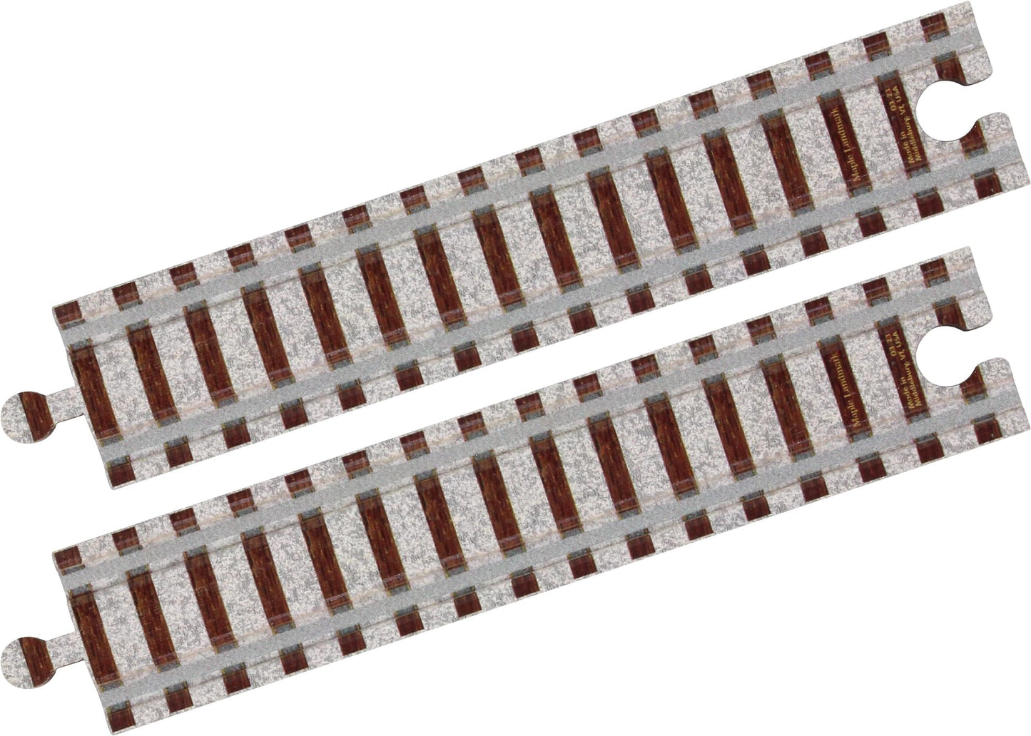 Wooden Train Track - 8'' straight - Made in USA - 2 pack