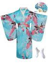 CRFASIBE Japanese Traditional Dress Kimono Robe for Kids Girls Yukata Kimono Anime Cosplay Robe