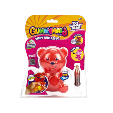 Eolo Toys - Gummymals Red. Interactive Super Squishy Gummy Bear Style pet with Over 20 Sounds and Reactions for Children Aged 4