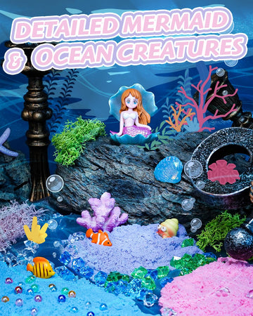 Light-Up Mermaid Terrarium Kit for Girls, DIY Arts & Crafts Gift for Girls Ages 4-6 7 8-12 Year Old, LED Night Light with Remote