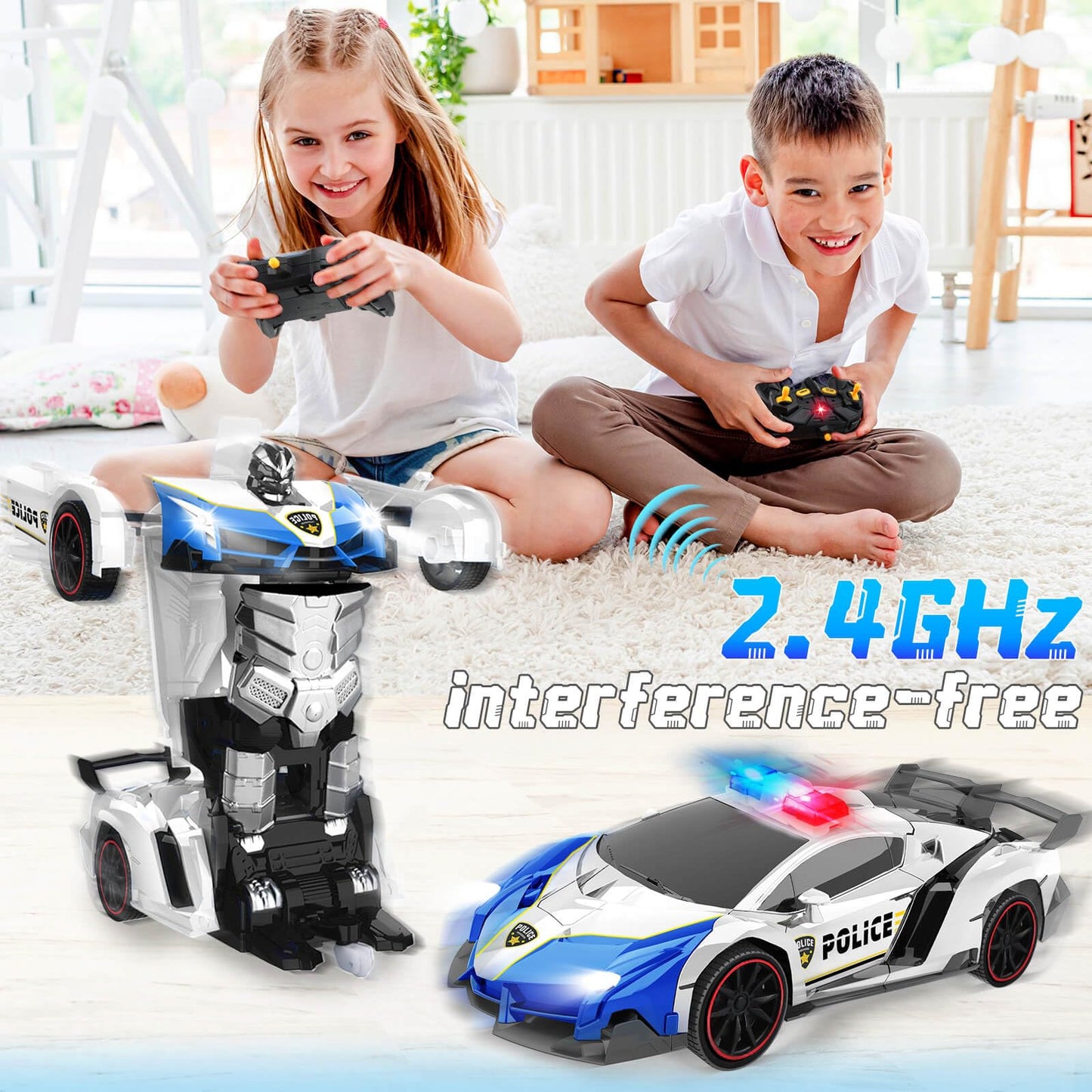 Dolanus Remote Control Car - Transform Police RC Cars, Robot Toys for Ages 5-7, Kids Toys, 4 Year Old Boy Toys, Birthday Gifts f