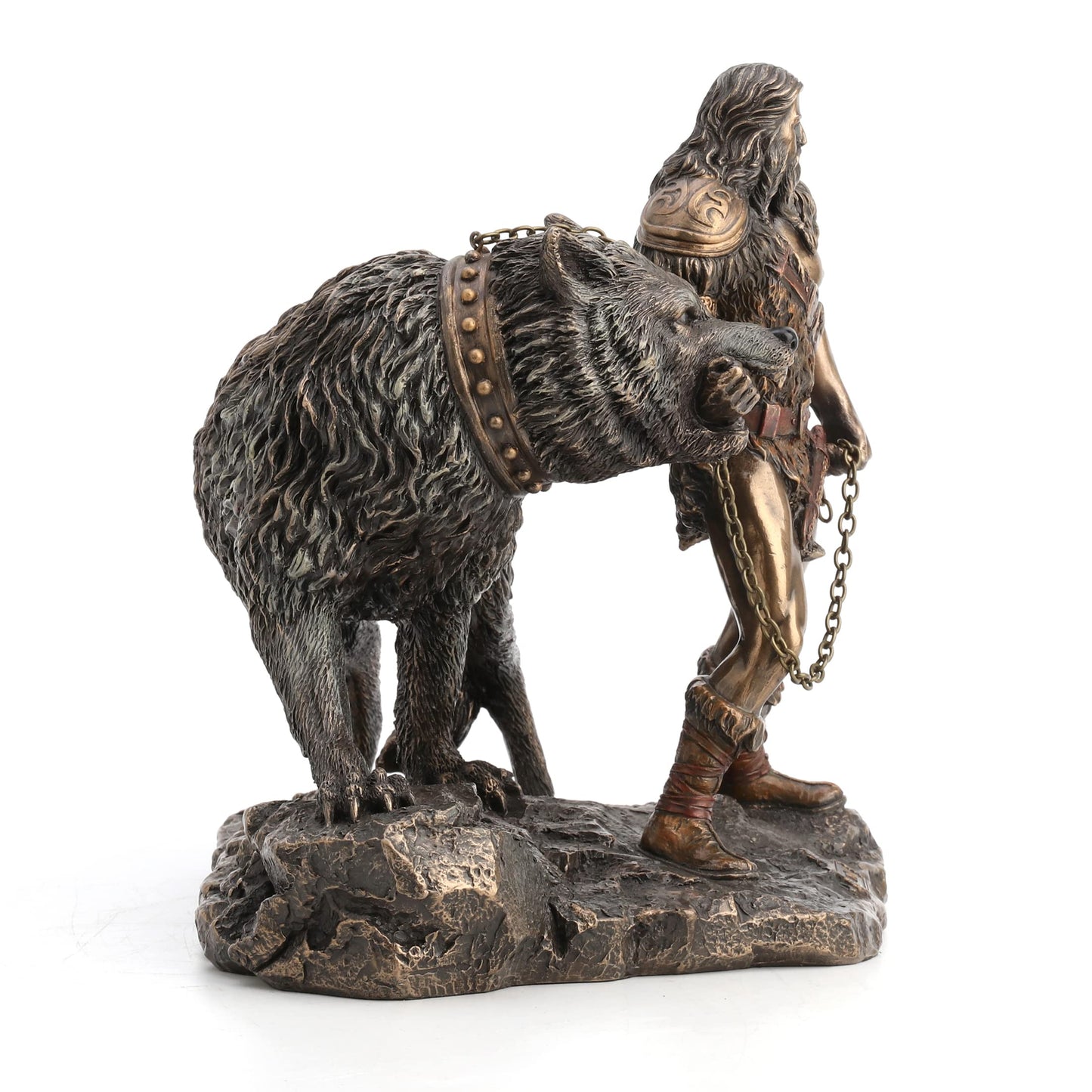 Veronese Design Norse God Of Combat And Victory Tyr And The Binding Of Fenrir The Wolf Bronze Finish Statue - 9 Inches High - Impressive Detail - Hand Painted Accents