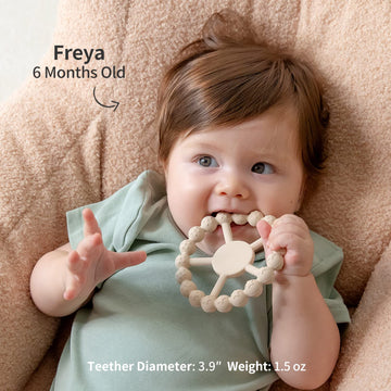 Samigo Silicone Teethers For Babies 0-6 6-12 Months Baby Teething Rings Chew Toys For Infant Boys And Girls - 2 Pack