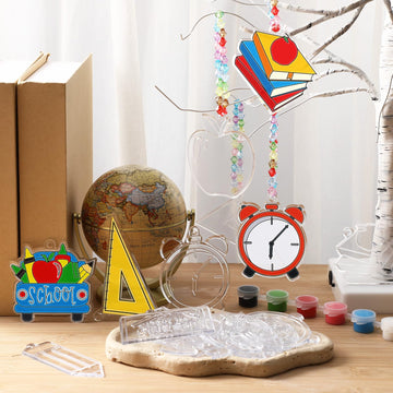 Beeveer 30 Sets Back to School Suncatchers Art Kits DIY First Day of School Suncatcher Crafts Paint Your Own Window Ornaments fo