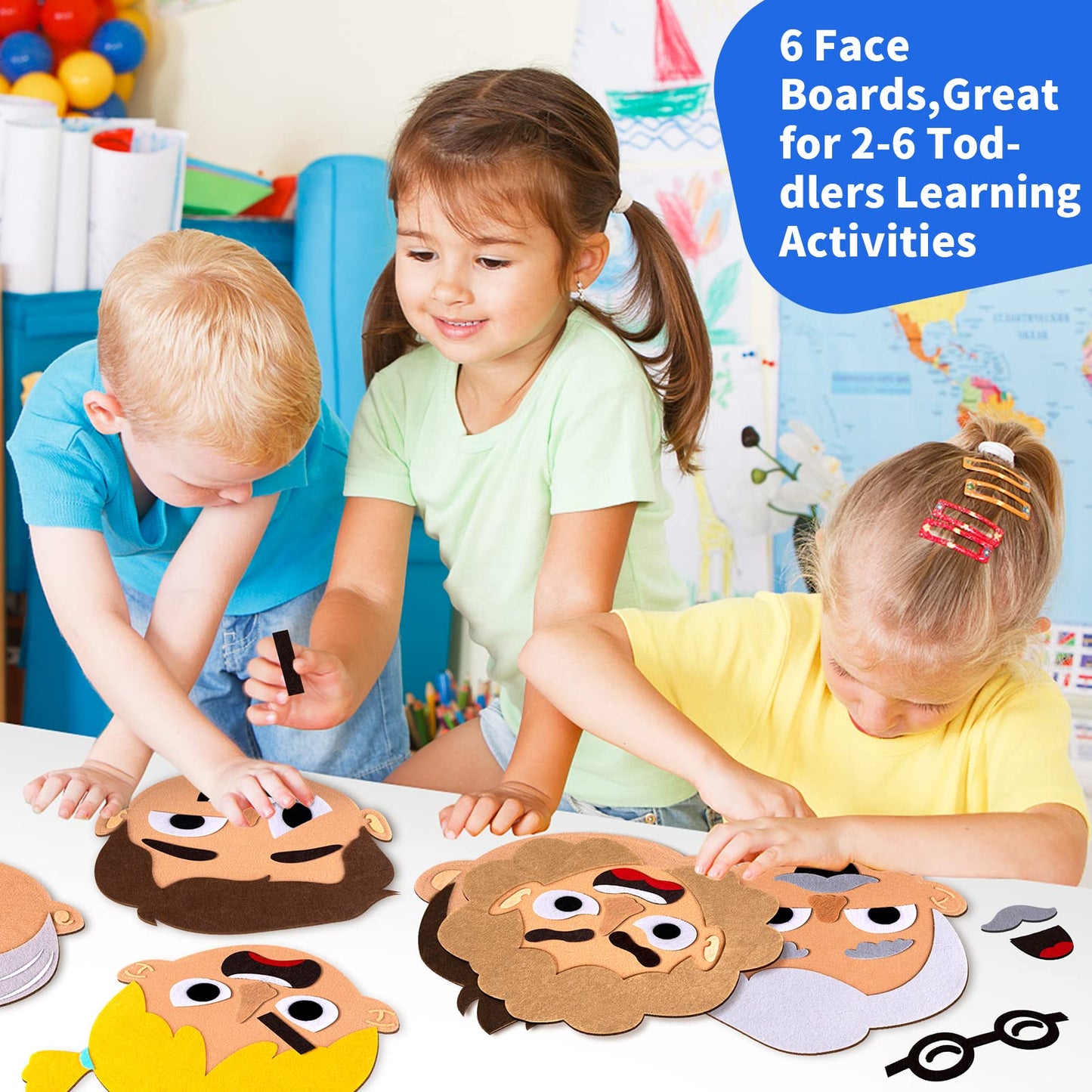 Craftstory 116 Pcs Social-Emotional Learning Activities - 6 Family Feelings Board Games for Kids, Autism Sensory Toy, Age 3+