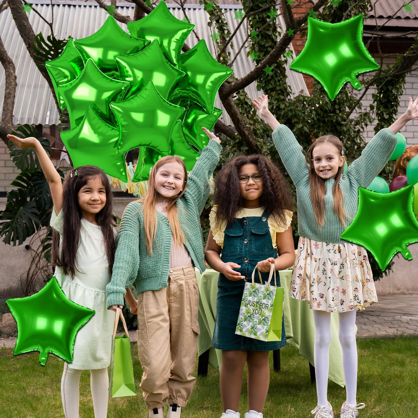 18 Inch Green Star Balloons, 10 Pcs Green Star Shape Foil Balloon Helium Balloons, Big Mylar Star Balloons For Wedding, Baby Sho