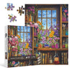 Vintage Window Bookshelf Puzzles For Adults 1000 Piece, Plant Floral Potion Book Jigsaw Puzzle For Vintage Collect Lovers, Retro