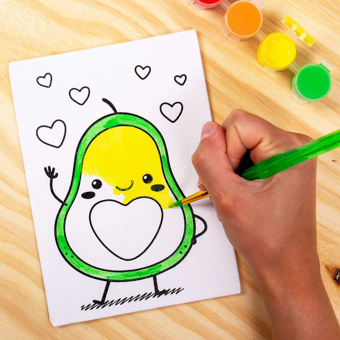 Horizon Group USA Pre-Printed Canvas & Paint Art Set. Ready to Paint 5 x 7 Canvas Panels, 12 Tempera Paints, 6 Easy-Grip Assorte