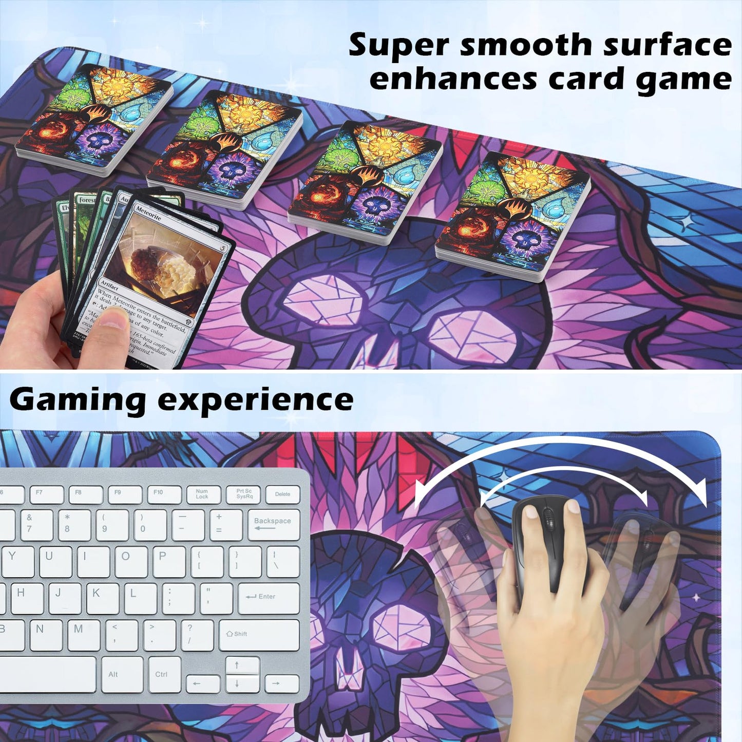 Mtgpro Playmat For Mtg 24X14 Inches,Playmat For Magic The Gathering With Non-Slip Rubber Base And Stitched Edges, Includes Stora