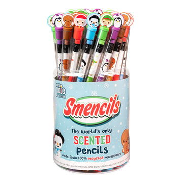 Holiday Smencils Cylinder - HB #2 Patented Gourmet Scented Pencils, 50 Count, Gifts for Kids, Party Favors, Classroom Rewards