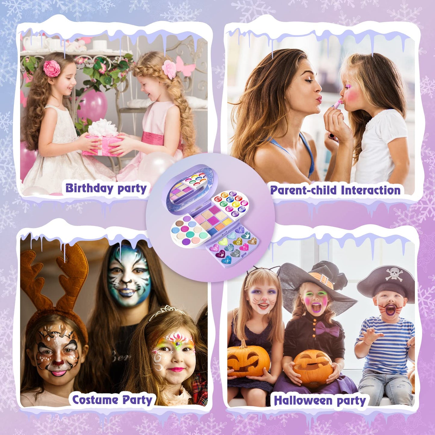 Tomons Kids Washable Makeup Kit, Fold Out Makeup Palette with Mirror, Make Up Toy Gifts for Girls - Safety Tested- Non Toxic