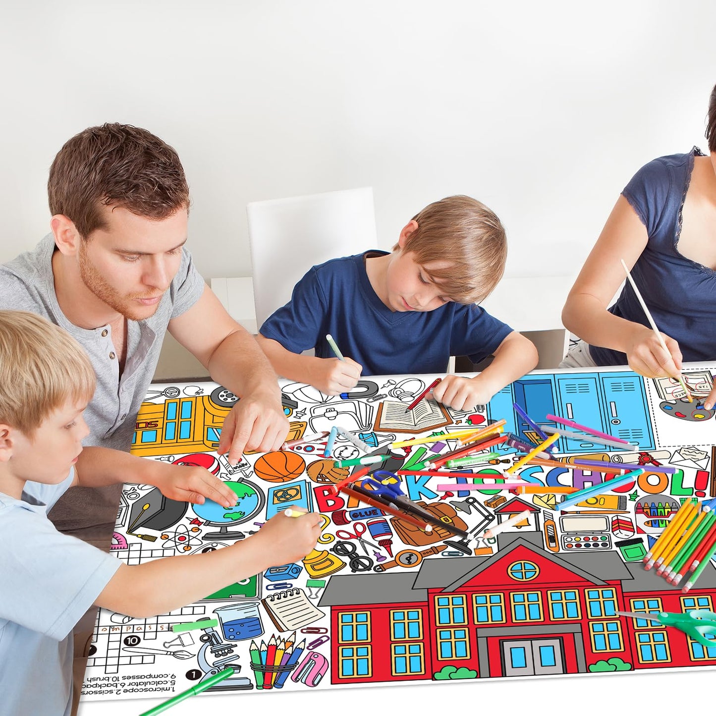 Back To School Party Giant Coloring Poster - 31.5X 72 Inches - Versatile Classroom Wall D Cor & Back To School Activity - Back