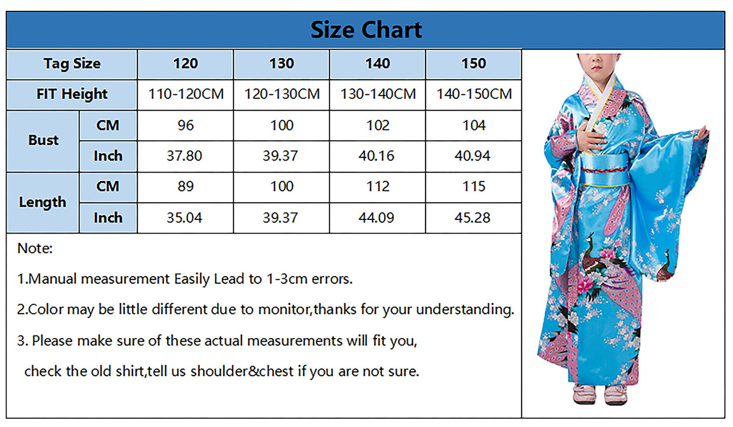 Crfasibe Japanese Women'S Kimono Robe Anime Cosplay Costumes For Girls Party Fancy Dress Set Royal Blue 150Cm