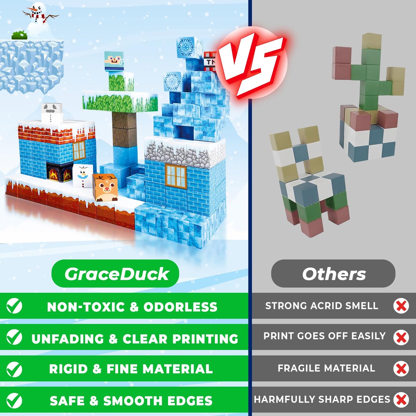 Graceduck Magnetic Blocks - 100Pcs Magnetic Blocks Build Frozen Castle - Magnetic Toys For Montessori Toddler Christmas Birthday Gifts - Stem Sensory Toys For 3 4 5 6 7 8 9 10 Year Old Girls