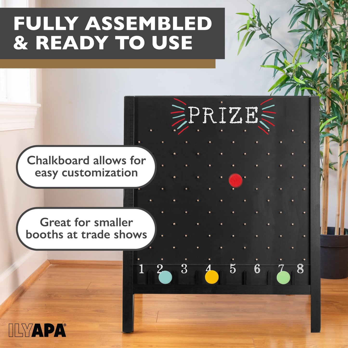 Ilyapa Board - Large Portable Prize Drop Game For Events And Trade Show - 27.5 X 41 Inch Double Sided - Wooden A-Frame Chalkboar
