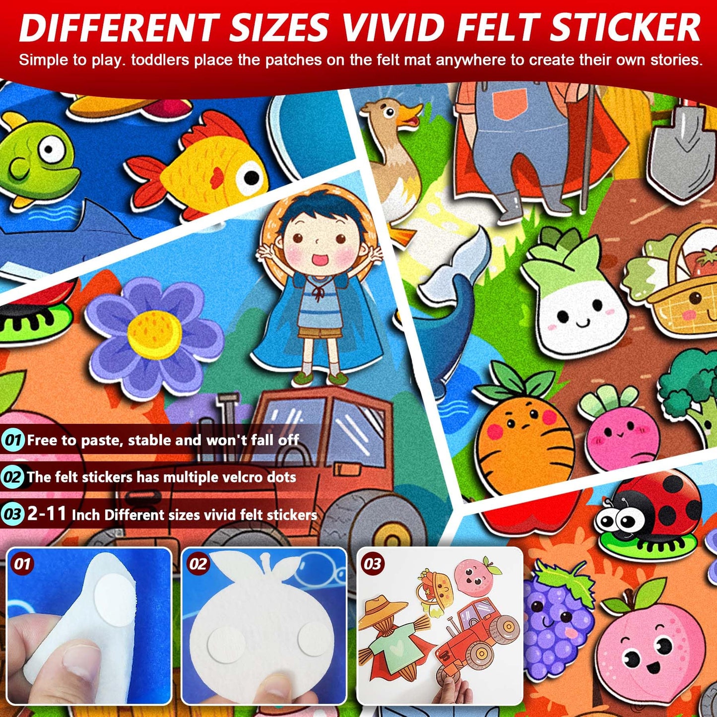 SKOLESK 77 Pcs Farm Animals Felt Story Board Set Preschool Farmhouse Themed Early Learning Storytelling Flannel Board Interactiv
