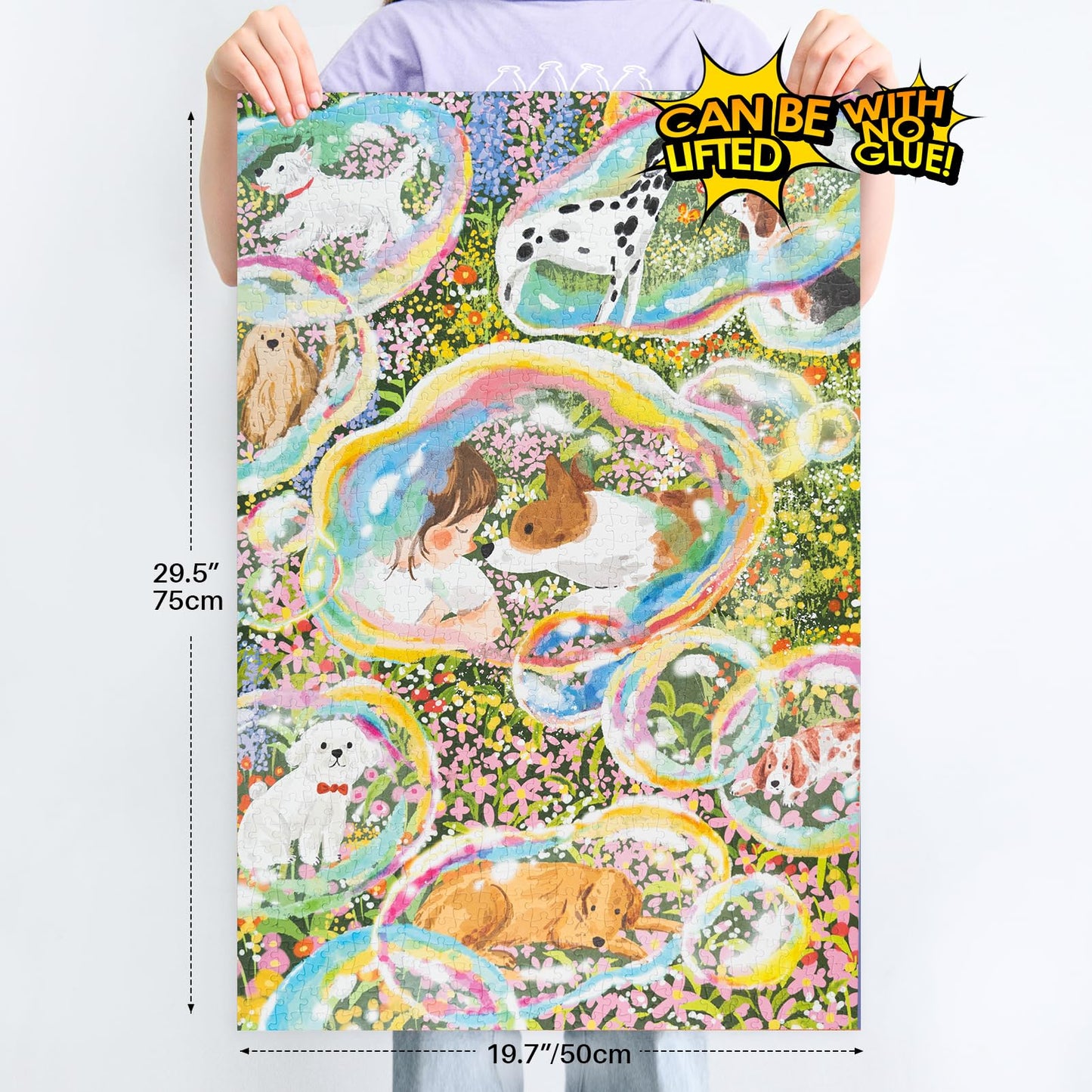 Momibook Puzzles For Adults 1000 Piece Jigsaw Puzzles Of Daydreaming Puppies, Twinkle Laminate Painting Image Dog Puzzle Difficu