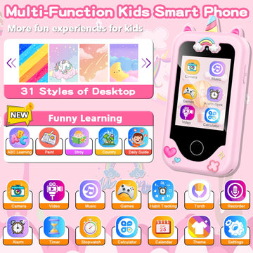 Kids Smart Phone for Girls Toys, Gifts for 3-10 Year Old Girl Boy Christmas Birthday Kids Toys, 2.8'' Touchscreen Toddler Learni