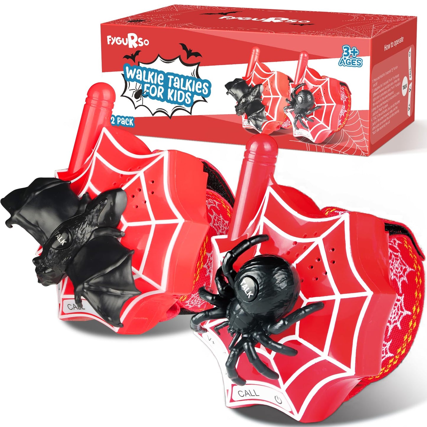 Fygurso Walkie Talkies For Kids, Bat Toy Kids Walkie Talkies For Boys Girls Aged 3 4 5 6 7 8-12 Years Old, 3000 Ft Talk Range Fo