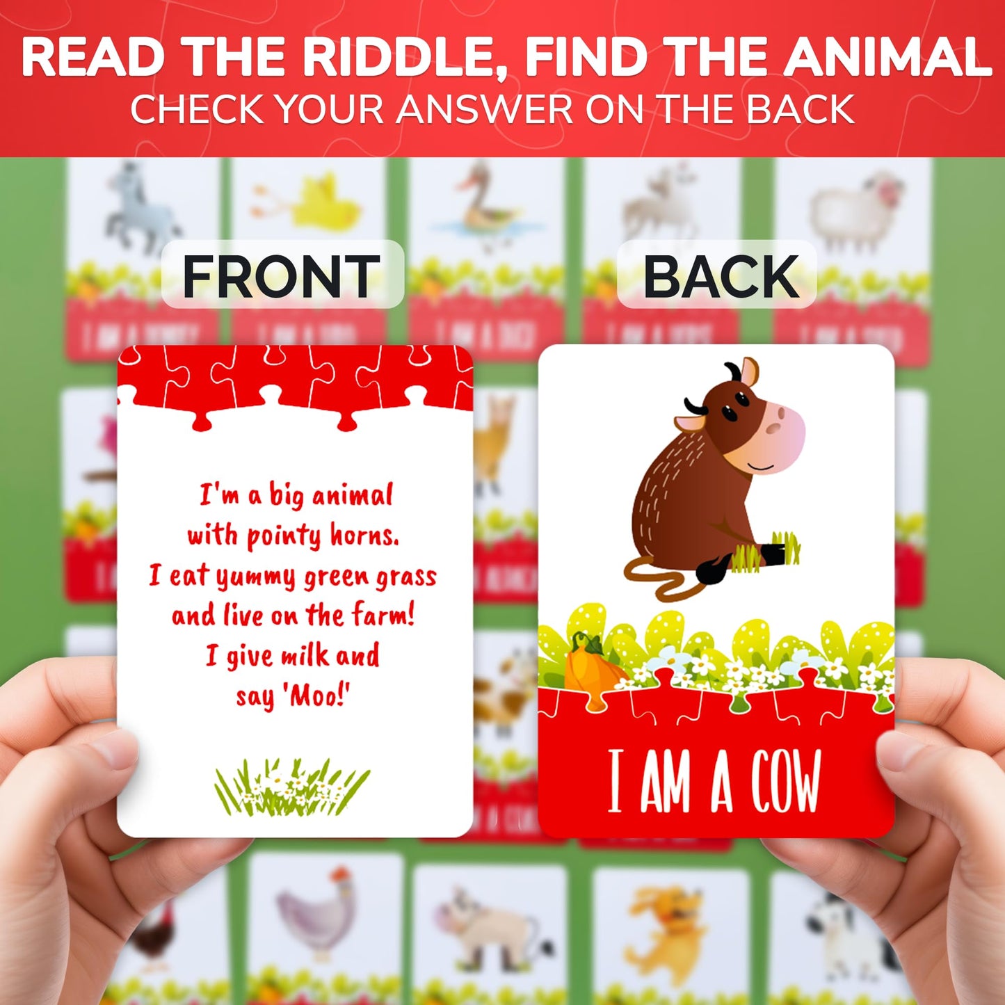 Quokka Search And Find Puzzles For Kids Ages 4-6 - Riddle Kids Puzzles 6-8 Years Old - 70 Unique Pcs | 20 Illustrated Guessing Cards | Engaging Children Themes - Farm Puzzle Gift For Toddlers 3-5