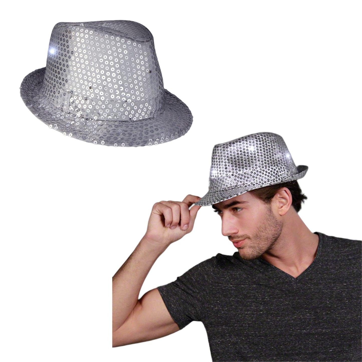Shine Bright With The Led Sequin Fedora Hat - 5 Wicked White Flashing Leds