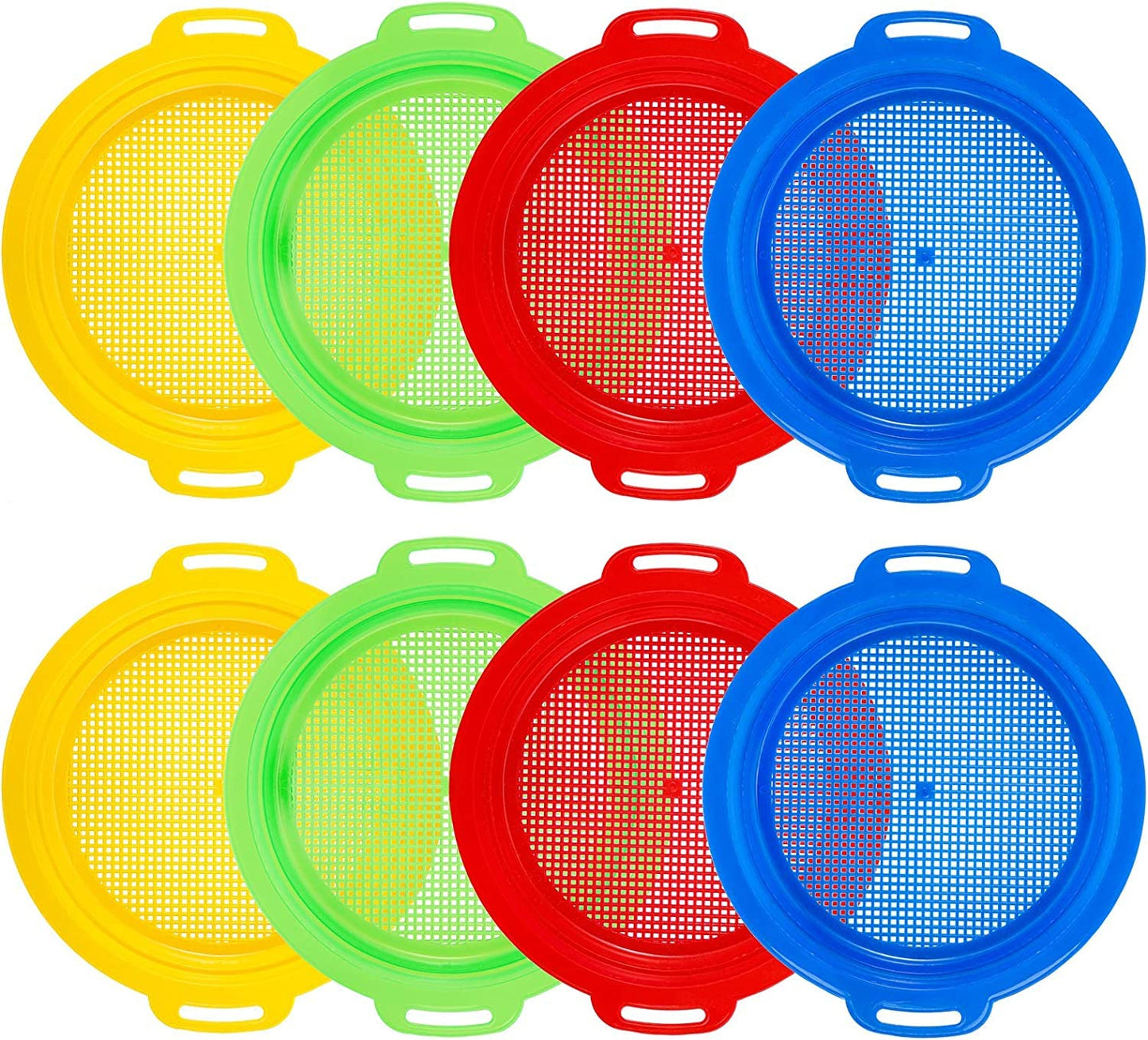 Suwimut 8 Pack Sand Sifter Sieves for Kids Beach Sand Toys, 9.75 x 8.75 Inch Plastic Sand Sifting Pan Sand Strainer for Gardenin