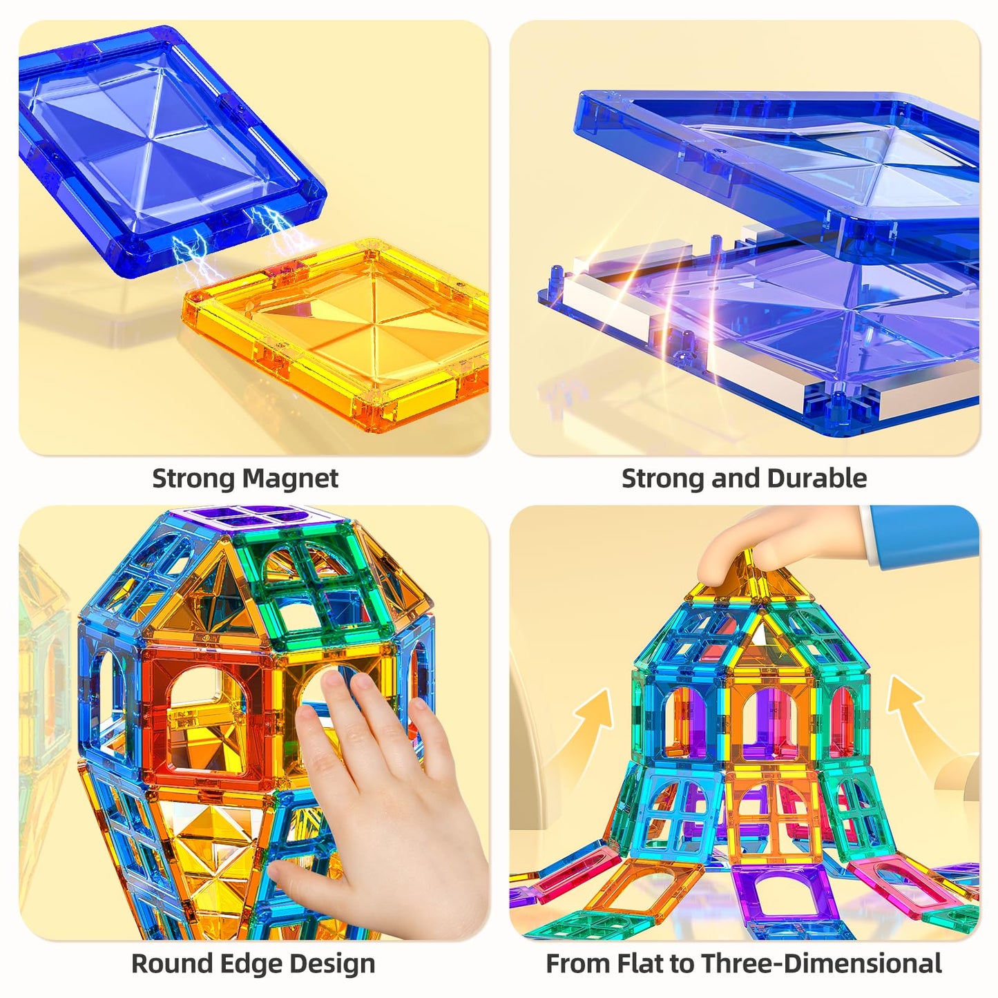 Temi Magnetic Tiles,Building Blocks, Magnets Building Set, Learning And Education Toys Christmas Toy Gift For Ages 3 4 5 6 7 8+