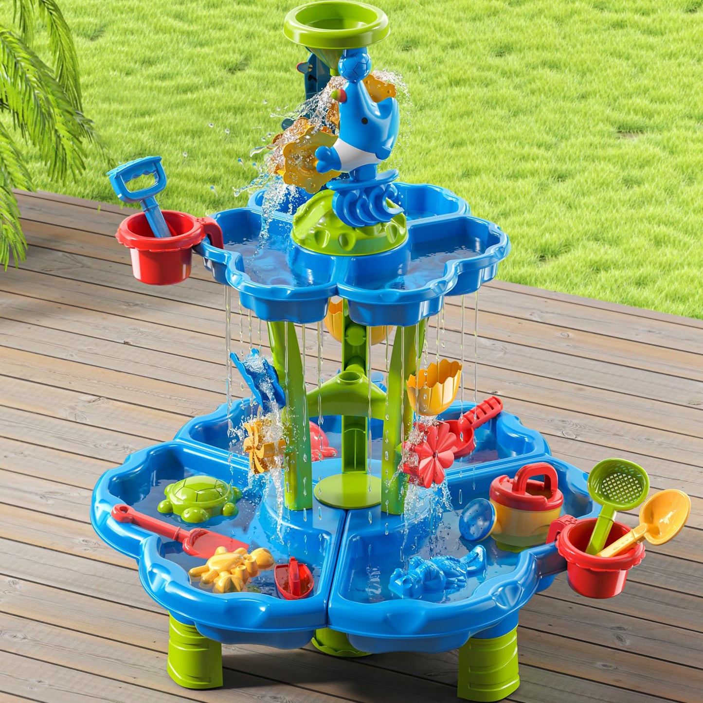 Jukudahu Kids Flower Water Table For Toddlers For 3 4 5 6 7 8 Years Old, Outdoor Water Sand Table For Boys Girls, Sensory Toys F