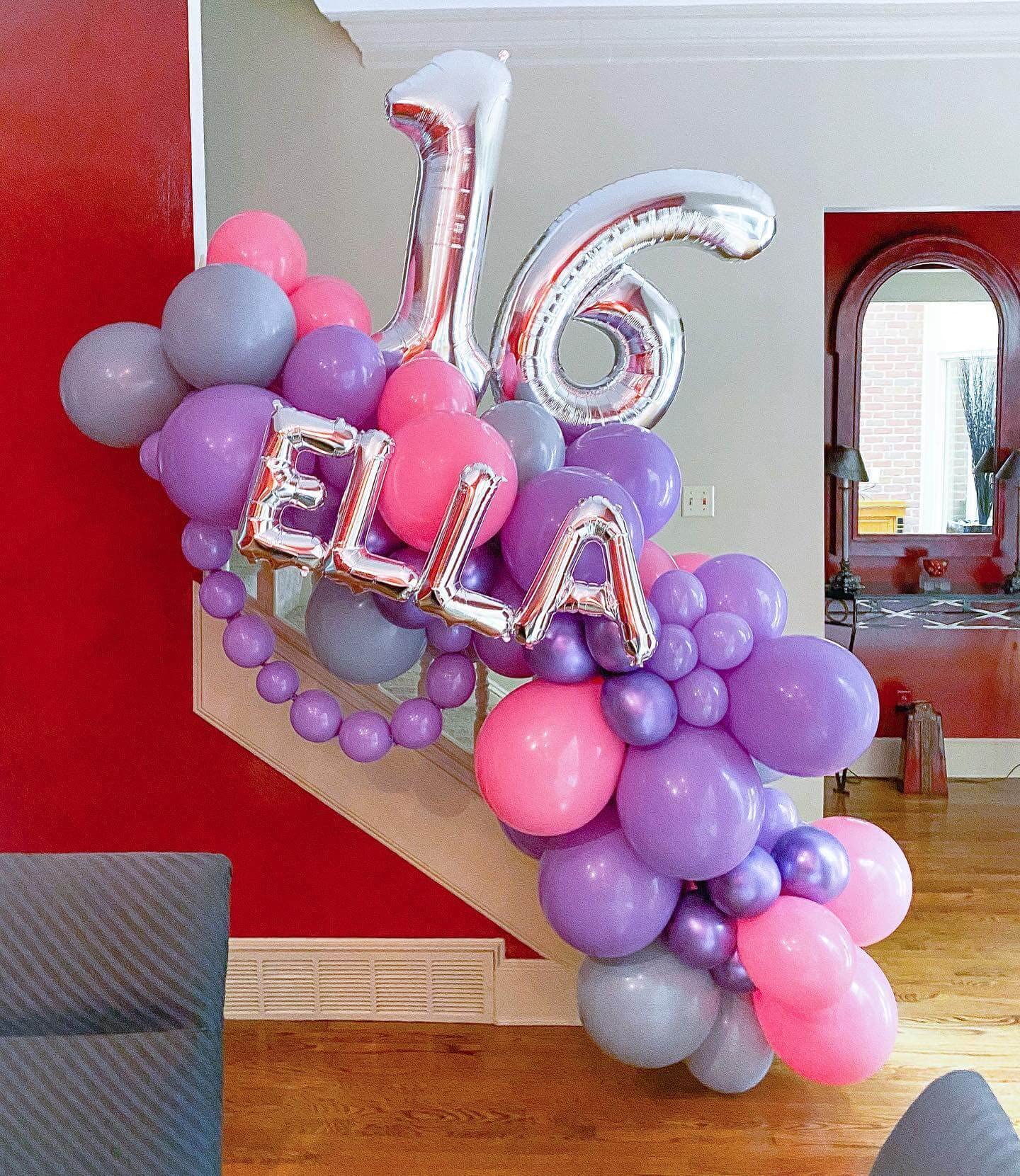 LHOAVWE 40 Inch Silver 16 Number Balloons - Aluminum Birthday Decorations for 16th Anniversary Party