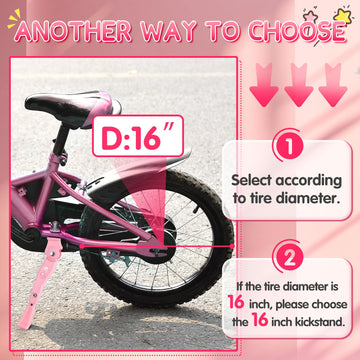 LEICHTEN Bike Kickstand for 16-20 Inch Wheel Bicycle Adjustable Kickstand for Kids Bike Center Mount Aluminum Alloy Kids Bikes Kickstands for Sports Bike Mountain Bike Road Bike (Pink)