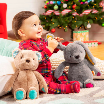 B. Toys- B. Softies-12' Plush Bear- Soft & Cuddly Plush Teddy Bear – Huggable Stuffed Animal Bear Toy – Washable – Newborns, Toddlers, Kids- Happy Hues-Cara-Mellow Bear- 0 Months +
