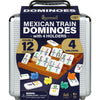 Queensell Mexican Train Dominoes Set - Double 12 with Numbers, Wooden Hub & 4 Holders, 10 x 8 x 5 inches