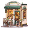 Fsolis Book Nook Kit - DIY Scene Miniature Dollhouse Kit for mature-themeds Bookshelf Puzzle Tiny House Mini Craft Coffee Shop Model Bookshelf Decor Gifts for Women Book Lovers Puzzle Beginners (Sunny Cafe)