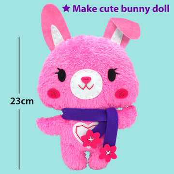 Krafun Sewing Kit For Kids Beginner My First Art & Craft, Includes Bunny Doll Stuffed Animal, Instructions & Plush Felt Materials For Learn To Sew, Embroidery, Age 7 8 9 10 11 12