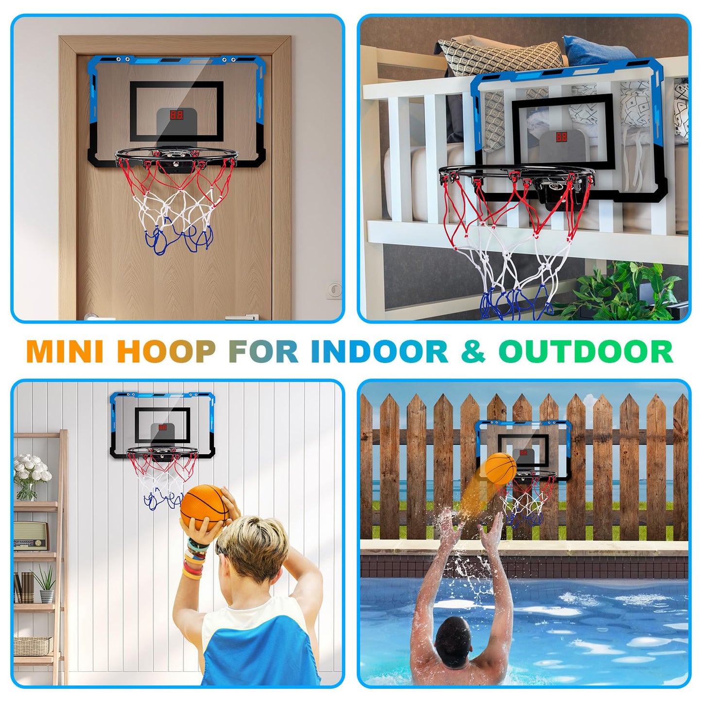 Loiley Basketball Hoop Indoor For Kids Adults With Scorer With 2 Scoring Methods, Door Room Basketball Mini Hoop With 3 Batterie
