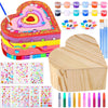 2 Pack Paint Your Own Wooden Jewelry Box DIY Crafts Kits Treasure Box Craft Kit Arts and Crafts for Kids Ages 3-12 Creative Acti