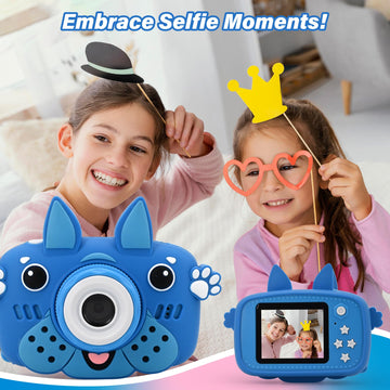 Gabba Goods GKidz Kids Camera - Durable Silicone Case, 64GB SD Card, Ages 3-12, Dog Color, Ideal Gift for Young Photographers